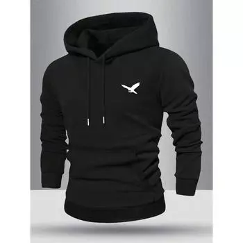 Мужская толстовка с длинным рукавом, стандартного кроя, с карманами, с графическим принтом, повседневная спортивная одежда на весну/осень S