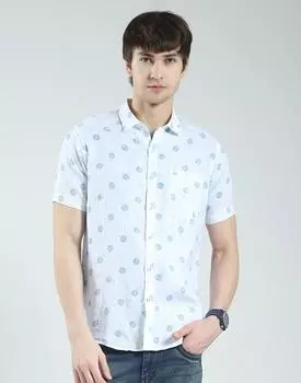 Men s Regular Fit Printed Shirt | Half Sleeves | Spread Collar | Front Pocket | Stylish & Casual Shirt for Men L