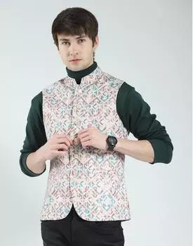 Men s Regular Fit Sleeveless Waistcoat | Button Closure | Mandarin Collar| Elegant Ethnic Wear Nehru Jacket for Men M