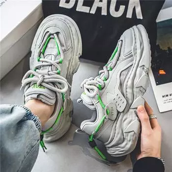 Men s retro casual sneakers men s shoes new men s teen trend thick-soled heightening dad shoes 39