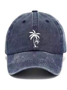 Men s Retro Distressed Washed Cotton Baseball Cap - Soft Top Duckbill Hat with Print Adjustable