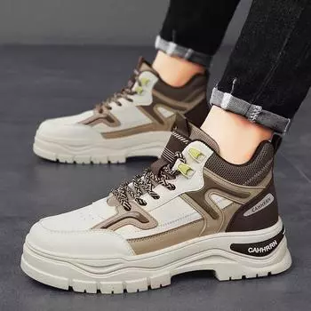 Men s Retro High-Top Martin Boots - British Style, Thick-Sole, Height-Boosting, Wear-Resistant for Autumn/Winter. 39