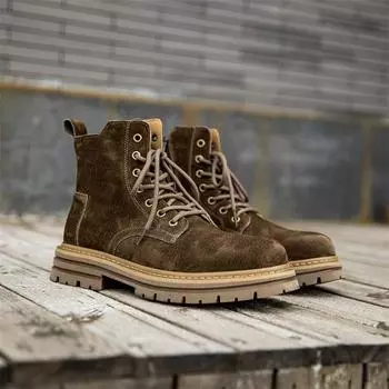 Men s Retro Leather Martin Boots - Autumn Zipper Casual Desert Boots with Thick Soles 42