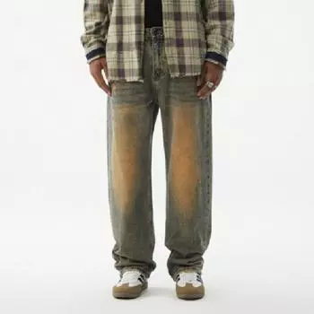 Men s Retro Loose Narrow Version Straight-leg Pants Men s Washing Wide-leg Trousers 28