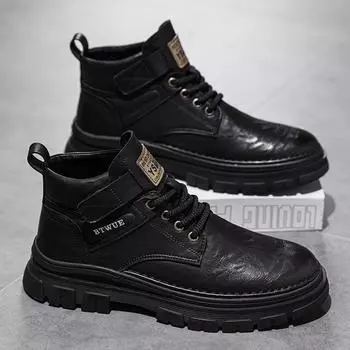 Men s Retro Microfiber Leather Martin Boots - Autumn/Winter Casual Outdoor Sports Short Boots with Thick Soles 42