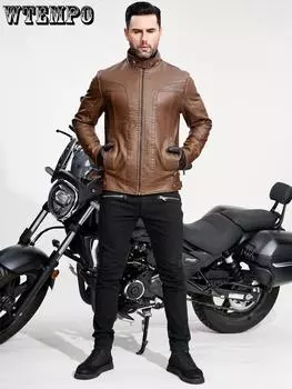 Men s Retro PU Leather Jacket - Chic Multi-Pocket Motorcycle Soft-shell Jacket - For Spring & Fall Stylish Outerwear for Casual & Motorcycle Riding M