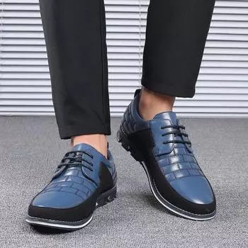 Men s round head men s casual single shoes front lace-up tooling shoes large size men s shoes foreign trade shoes men 38 синий