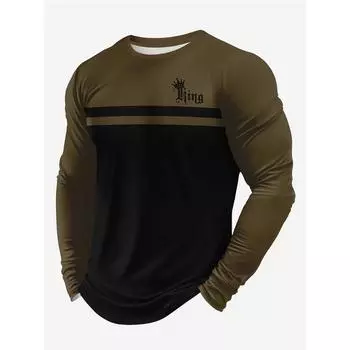 Men s Round Neck Long Sleeve Gradient Design Daily Casual Home T-Shirt Classic Simple Cross Printed Long Sleeve Men s S