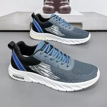 Men s Running Shoes Fashion Woven Knit Breathable Sneakers Comfortable Non-slip Lace-up Casual Sport Shoes Male Tenis Masculino 39