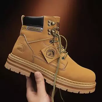 Men s Safety Shoe Motorcyclist Boots High Heel Ankle Boots Work & Safety Shoes Free Delivery Shoes Brown Boot Booties Man Mens 41