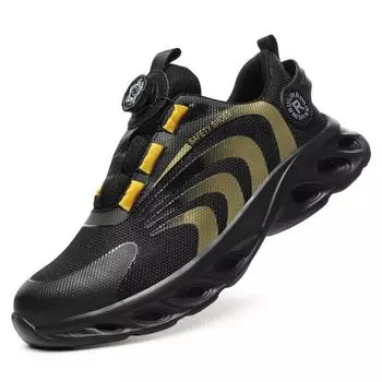 Men s Safety Shoes Steel Toe Anti-puncture Work Shoes Man And Safety Sneaker Rotating Button Lighweight Men s Work Shoes 39