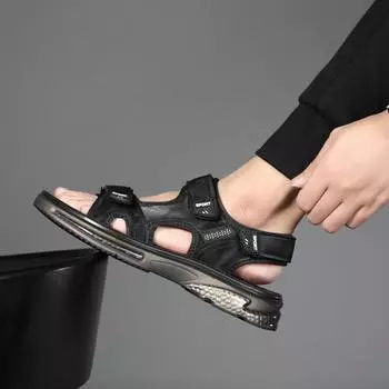 Men s sandals 2024 new summer trend versatile Velcro outer wear dual-purpose soft-soled beach slippers 38