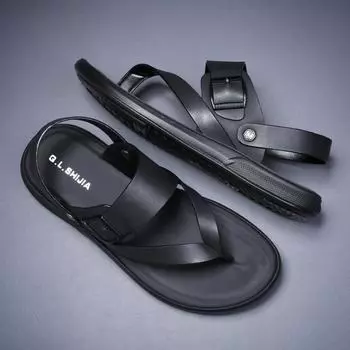Men s sandals 2024 summer new casual outer wear driving dual-purpose soft-soled non-slip beach pinch flip-flops 38
