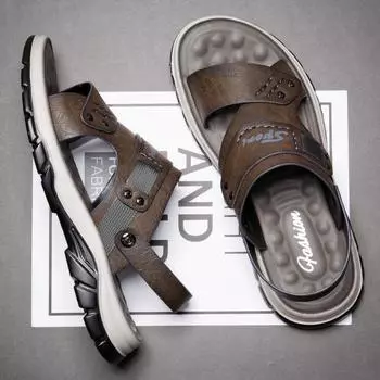 Men s sandals 2025 new summer trend personalized outer wear driving dual-purpose soft-soled non-slip beach slippers 38