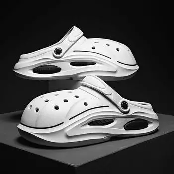 Men s sandals are casual, plus non-slip and wear-resistant, men s hole cool slippers, straight hair. 40-41 белый