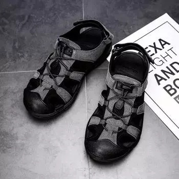 Men s Sandals Beach Shoes Thick Bottom Shoes for Men Soft and Comfortable Men s Casual Sneakers Wear-resistant Indoorand Outdoor 40 чёрный