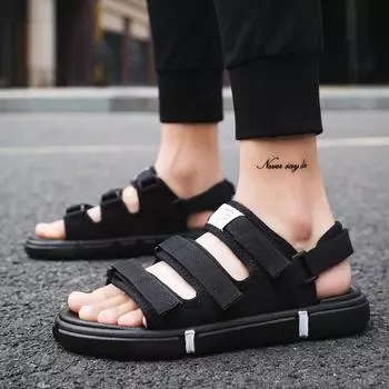 Men s Sandals Dual-Purpose Convertible Rubber Sole Summer Shoes Breathable Comfortable Stylish Beach Casual Premium Quality 36 черный белый