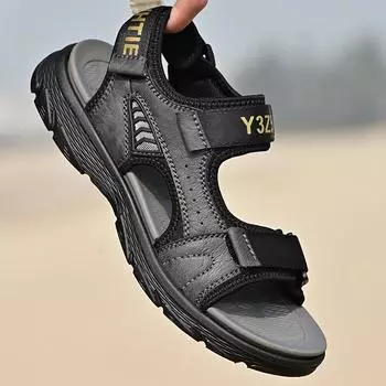 Мужские сандалии из натуральной кожи 2022 Лето Новейшие Высокое качество Мужские Повседневные Модные Платформа Сандалия Мягкая подошва Нескользящие Пляжные туфли 38