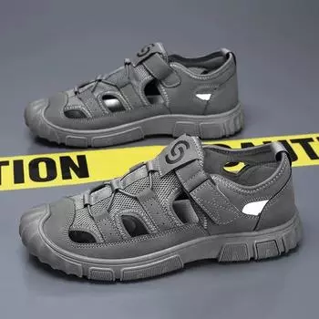 Мужские сандалии, повседневные сандалии с дышащей подошвой, летние новые пляжные сандалии для мужчин, кроссовки для активного отдыха, нескользящие сандалии для треккинга 39 серый