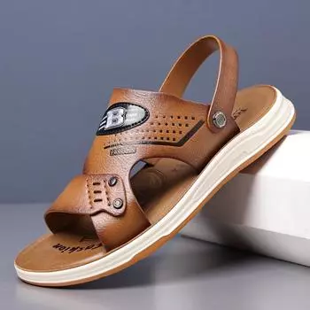 Men s sandals men s trendy 2025 new wear wear wear-resistant high-end beach shoes soft sole soft surface men s cool slippers 38