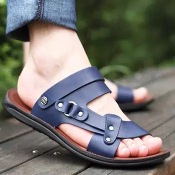 Men s Sandals Mens Sandals Summer Leather Sandals Men s New Summer Men s Open-toed Sandals Fashion Trend Beach Shoes Slippers884 37 синий