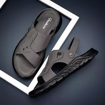 Men s sandals summer 2025 new trend casual latex wear sandals sports outdoor Internet celebrity driving 38
