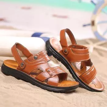 Men s sandals summer new casual shoes fashion men s outdoor beach sandals foot leather slippers 38