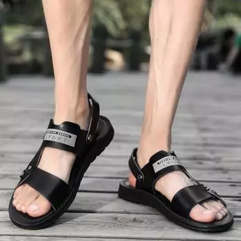 Men s sandals summer new fashion slippers men s one shoe two wear casual beach shoes men s shoes 38 синий