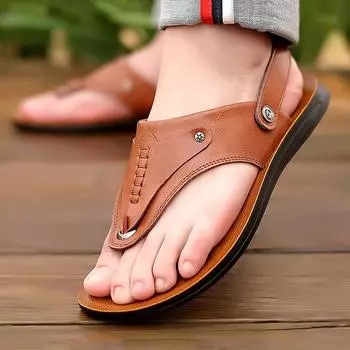 Men s Sandals Summer Soft soled Anti slip Beach Shoes Male Outdoor comfortable Men slippers Luxury High Quality sandalias 38 чёрный