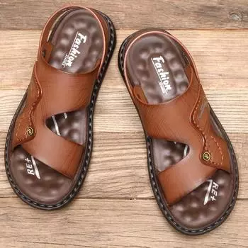 Men s Sandals Summer Soft-soled Waterproof Slip-on Sandals Youth Soft New Leisure Trend Wear Sandals 38