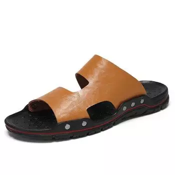 Men s sandals summer wading leather slippers non-slip outdoor beach leisure sports walking men s shoes plus size38-48 38