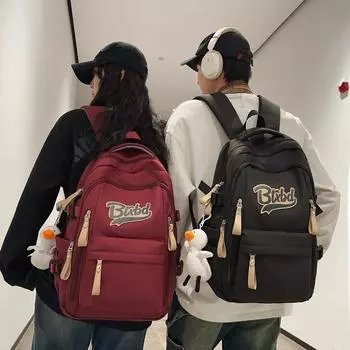 Men s Schoolbag Women s Large Capacity Backpack Letter Print Student Backpack чёрный