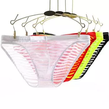 Men s Sexy Ultra-Thin Ice Silk Transparent Briefs XL