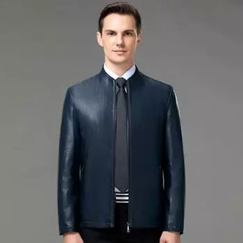 Men s sheepskin genuine leather jacket, top layer leather men s leather jacket, middle-aged dad jacket 170