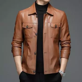 Мужская куртка из овчины, модная куртка для осени и зимы, для молодежи и среднего возраста, теплая мужская кожаная куртка из бархата 170