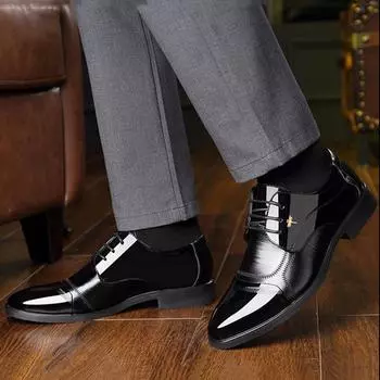 Men s Shiny Leather Dress Shoes: Fashionable, Formal & Business Wear, Ideal for Work & Weddings 44