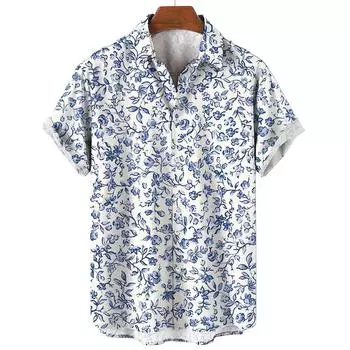 Men s Shirt Tropical Plant 3D Printed Tops Casual Fashion Flower Short Sleeves Shirts Lapel Button Streetwear Unisex Clothing S