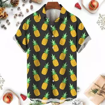 Men s Shirts 3D Fruit Pineapple Printed Shirts For Women New Summer Funny Streetwear Short Shirts Y2k Mens Hawaiian Clothing S