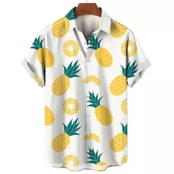 Men s Shirts 3D Fruit Pineapple Printed Shirts For Women New Summer Funny Streetwear Short Shirts Mens Hawaiian Y2k Clothing S