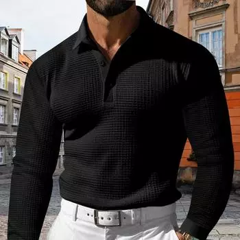 Men s Shirts Buttons Fashion Crewneck Pullover Long Sleeve Summer Collared Retro Casual Business Blouses M