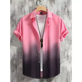 Men s shirts, summer clothing, gradient design patterns, 3D printed shirts, short sleeved tops, street wear, casual Hawaiian shirts XS