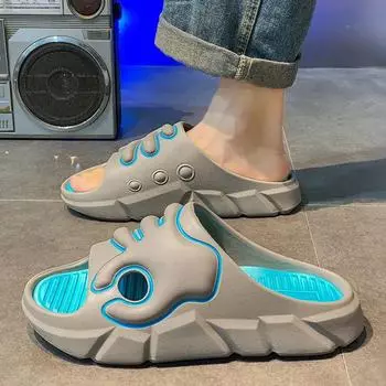 Мужская обувь для дома, мужские тапочки, повседневные тапочки из ПВХ, для ходьбы по дому, дешевая обувь 2025 года, новинка в дизайнерском стиле класса люкс 2024 года, весело 36