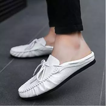 Men s Shoe Mules Slides Half 2024 Fashion Male Slipper Flat Style Clappers Rubber Summer Sale Y2k Designer Luxury Comfortable 39