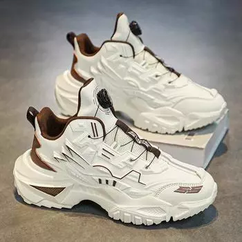 Men s shoes 2024 autumn and winter leisure sports rotating buckle student trend versatile explosion platform men s mecha dad shoes 36 чёрный