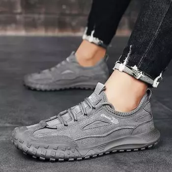 Мужская обувь 2024 года, осенняя, противоскользящая и износостойкая, мужская, уличная, легкая, удобная, повседневная, спортивная, модная обувь 38 серый
