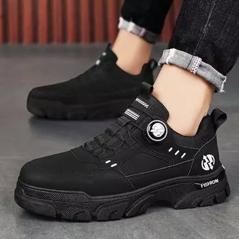 Men s shoes 2024 autumn new low-top one-pedal rotating button sports and leisure trendy shoes outdoor waterproof tooling shoes 39