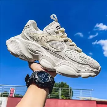 Men s shoes 2024 new autumn Hong Kong style mesh sports casual running shoes platform dad shoes fashion versatile trendy shoes 39