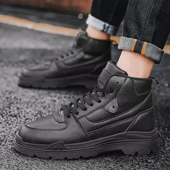 Men s shoes 2024 new autumn sports and leisure versatile high-top board shoes men s Martin platform mid-top trendy shoes 39