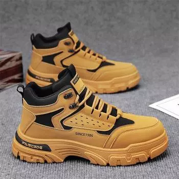 Men s shoes 2024 new autumn trend high-top tooling boots casual British style retro non-slip thick-soled Martin boots men 39 хаки
