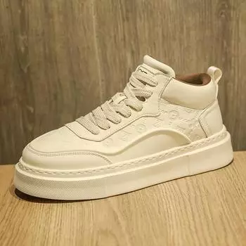 Men s shoes 2024 new autumn versatile casual leather shoes small black shoes platform height increase winter velvet men s board shoes 39